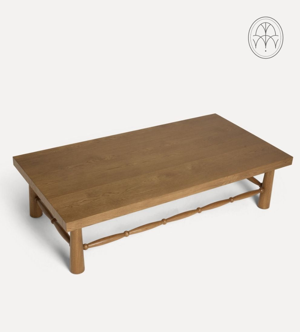 Hydrangea Chestnut Spindle Coffee Table - Simplicity and sculptural beauty come together in the Hydrangea Coffee Table, designed to anchor your living