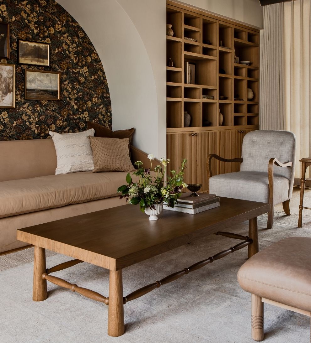 Hydrangea Chestnut Spindle Coffee Table - Simplicity and sculptural beauty come together in the Hydrangea Coffee Table, designed to anchor your living