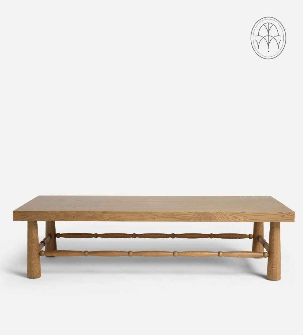 Hydrangea Chestnut Spindle Coffee Table - Simplicity and sculptural beauty come together in the Hydrangea Coffee Table, designed to anchor your living