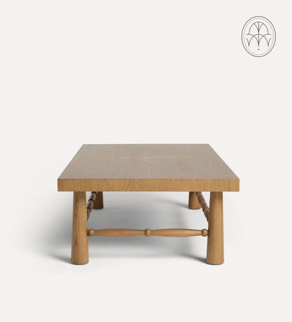Hydrangea Chestnut Spindle Coffee Table - Simplicity and sculptural beauty come together in the Hydrangea Coffee Table, designed to anchor your living