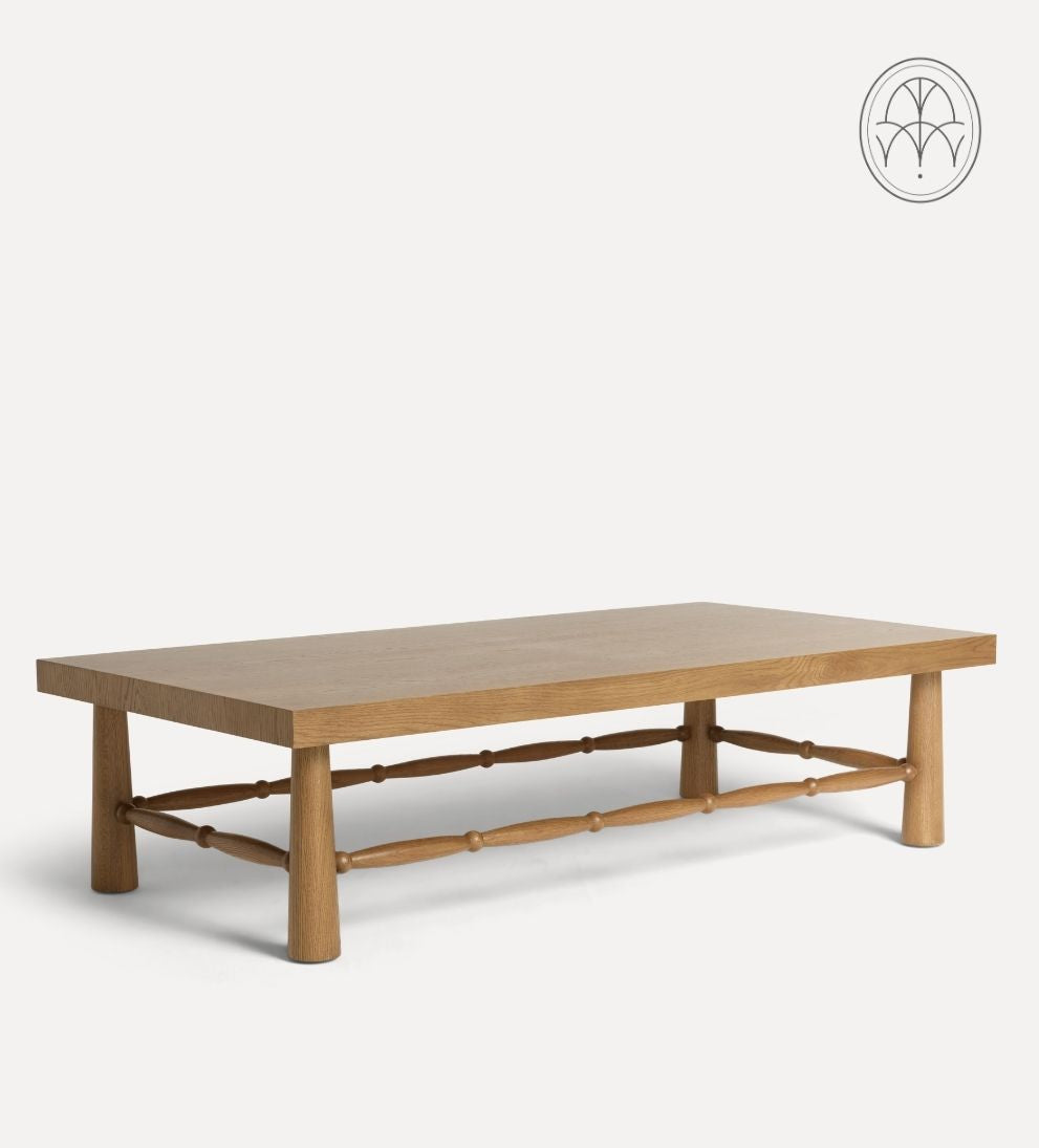 Hydrangea Chestnut Spindle Coffee Table - Simplicity and sculptural beauty come together in the Hydrangea Coffee Table, designed to anchor your living
