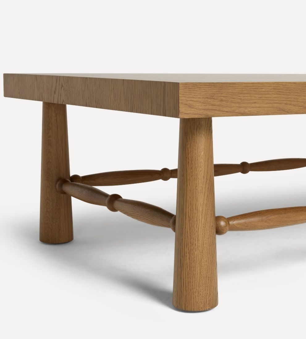 Hydrangea Chestnut Spindle Coffee Table - Simplicity and sculptural beauty come together in the Hydrangea Coffee Table, designed to anchor your living
