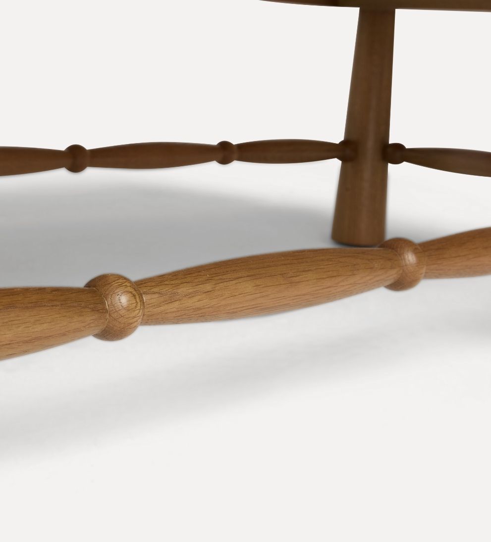 Hydrangea Chestnut Spindle Coffee Table - Simplicity and sculptural beauty come together in the Hydrangea Coffee Table, designed to anchor your living