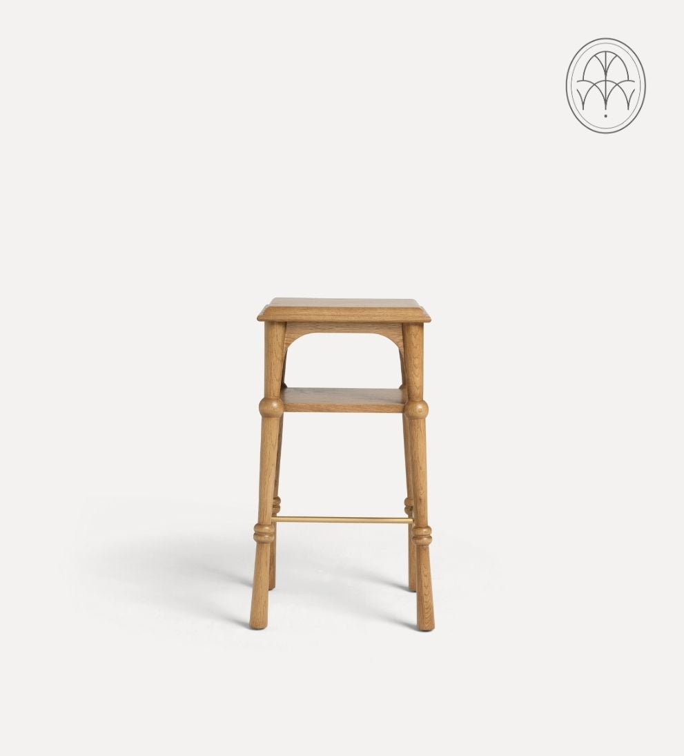 Peony Chestnut Shelf Side Table - Dimensions: 15 L x 15 W x 26 H | Distance Between Legs: 12.13Petite, poised, and quietly confident, the Peony Side