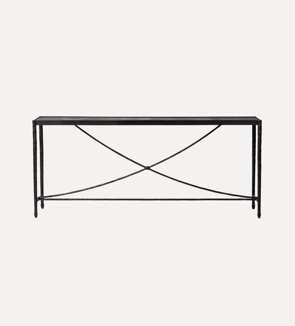 Otto Console Table in Textured Bronze – Slim Architectural Buffet with Tactile Hand-Finished Surface, Modern Grounded Silhouette for Entryway or Living Space, 70.5"W x 14"D x 30.5"H