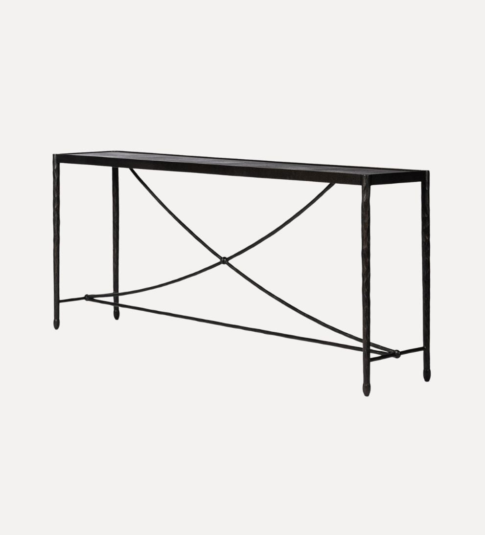 Otto Console Table in Textured Bronze – Slim Architectural Buffet with Tactile Hand-Finished Surface, Modern Grounded Silhouette for Entryway or Living Space, 70.5"W x 14"D x 30.5"H