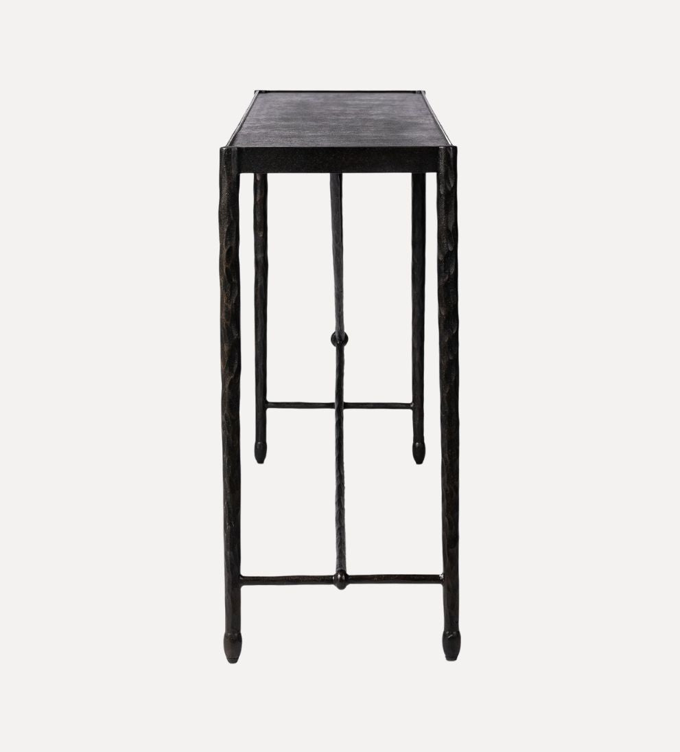 Otto Console Table in Textured Bronze – Slim Architectural Buffet with Tactile Hand-Finished Surface, Modern Grounded Silhouette for Entryway or Living Space, 70.5"W x 14"D x 30.5"H