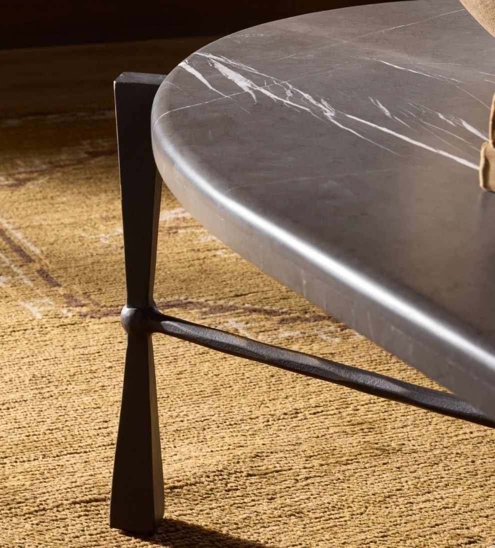 Raina Coffee Table in Grey Italian Marble - Overall Dimensions: 60 W x 35 D x 15 H The Raina Coffee Table in Grey Italian Marble is equal parts
