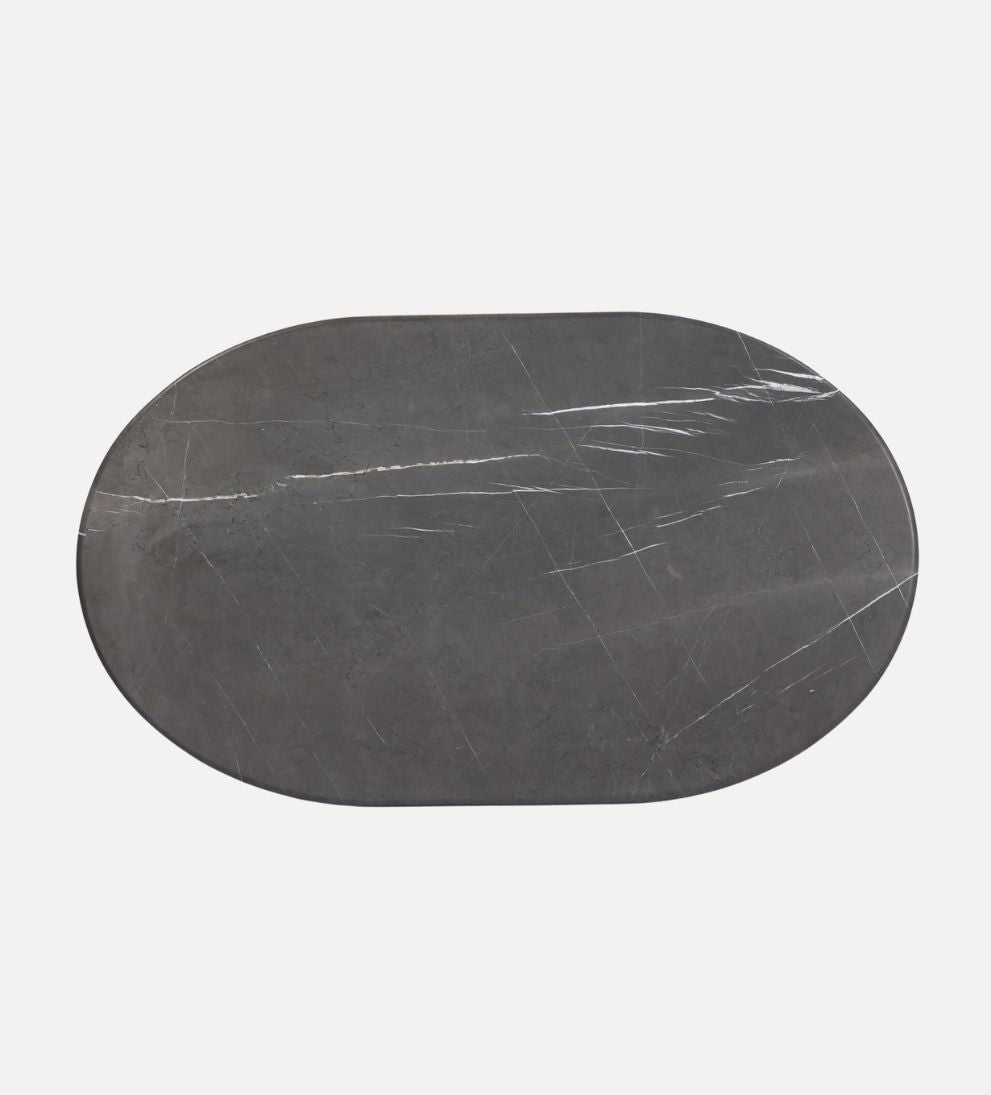 Raina Coffee Table in Grey Italian Marble - Overall Dimensions: 60 W x 35 D x 15 H The Raina Coffee Table in Grey Italian Marble is equal parts