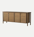 Regan Sideboard – Woven Mango Wood Buffet with Cane Doors, Taupe Finish, Dowel Legs, Spacious Storage for Dining Linens & Serveware, 74"W x 18"D x 31.5"H