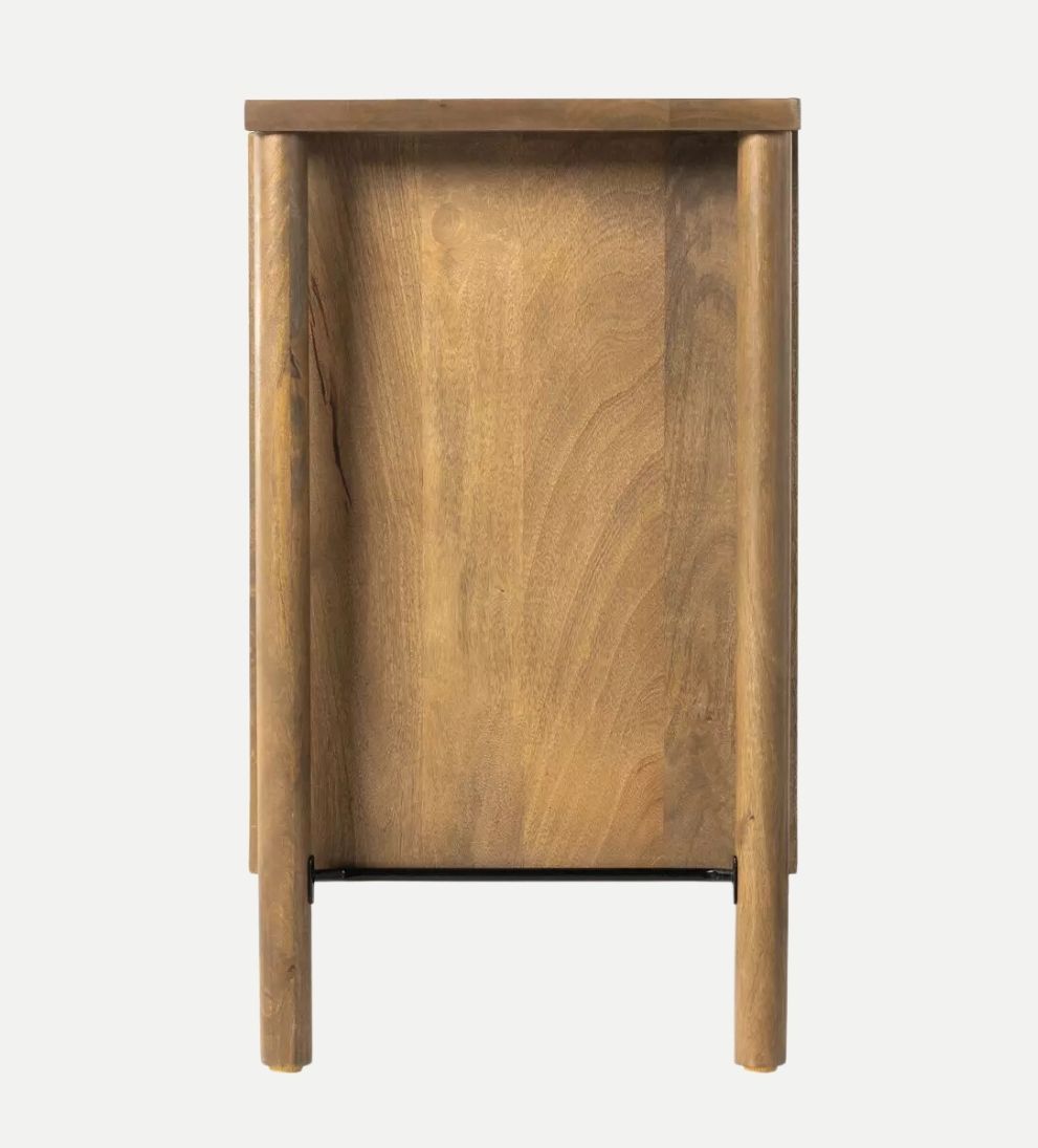 Regan Sideboard – Woven Mango Wood Buffet with Cane Doors, Taupe Finish, Dowel Legs, Spacious Storage for Dining Linens & Serveware, 74"W x 18"D x 31.5"H
