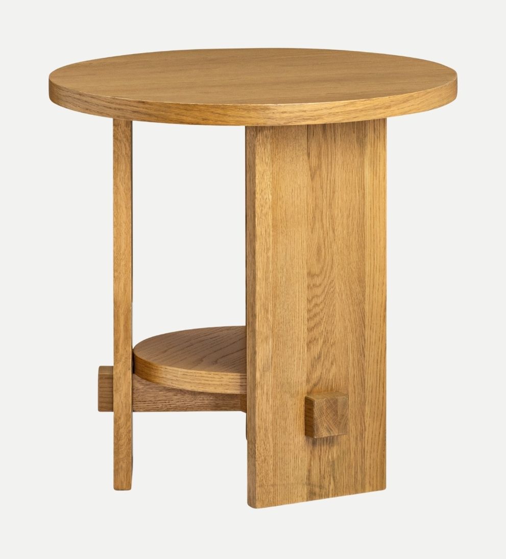 Oakland End Table – Solid Oak and Veneer End Table with Rubberwood Accents, Clean Versatile Design, Durable Elegant Accent Piece for Any Space, 24"L x 24"W x 24"H