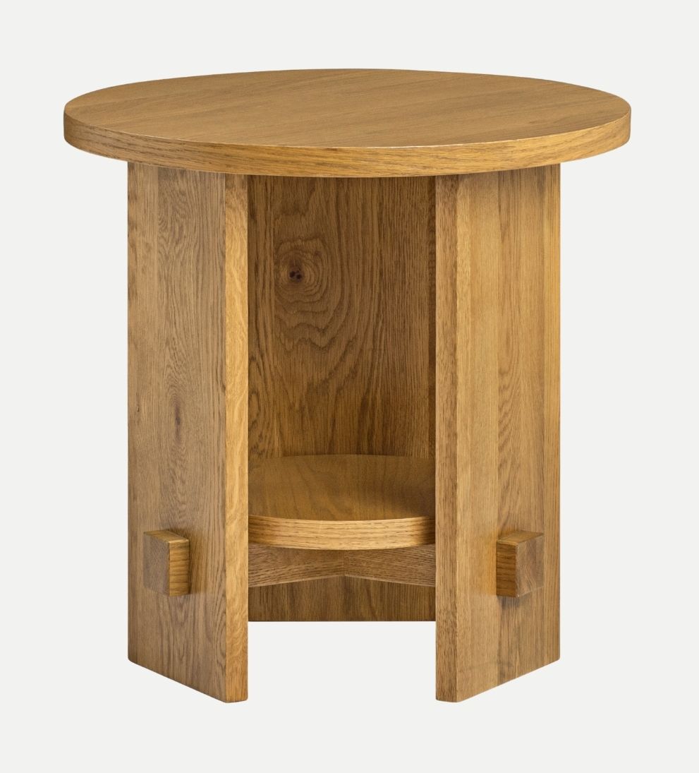 Oakland End Table – Solid Oak and Veneer End Table with Rubberwood Accents, Clean Versatile Design, Durable Elegant Accent Piece for Any Space, 24"L x 24"W x 24"H
