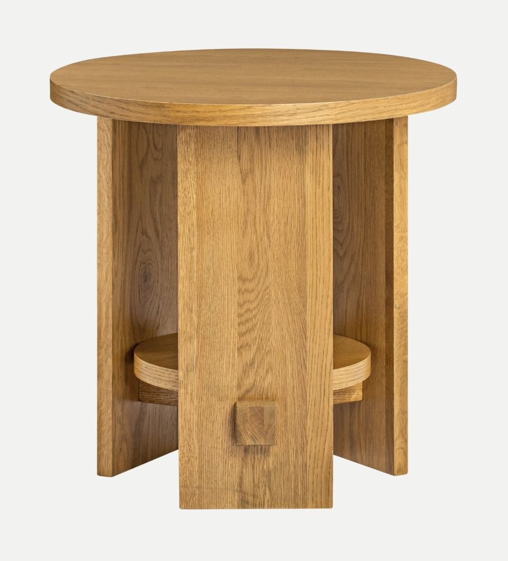 Oakland End Table – Solid Oak and Veneer End Table with Rubberwood Accents, Clean Versatile Design, Durable Elegant Accent Piece for Any Space, 24"L x 24"W x 24"H