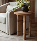 Siena Side Table - Dimensions: 18 L x 18 W x 22 H \ Weight: 21 lbsThe Siena Side Table is a study in sculptural simplicity and subtle detail.