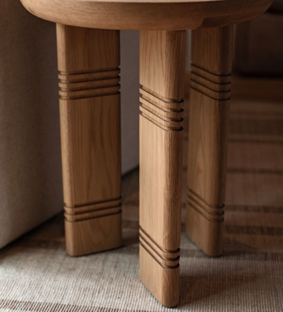 Siena Side Table - Dimensions: 18 L x 18 W x 22 H \ Weight: 21 lbsThe Siena Side Table is a study in sculptural simplicity and subtle detail.