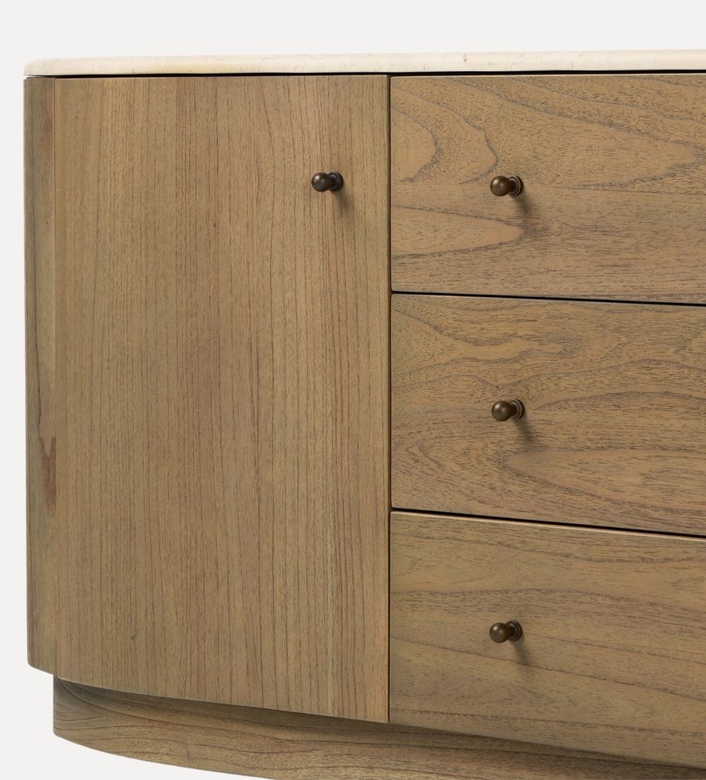 Vance Media Console – Streamlined Buffet with Warm Wood Finish, Generous Concealed Storage for Media Essentials, Clean Grounded Silhouette, 78"W x 18"D x 24"H