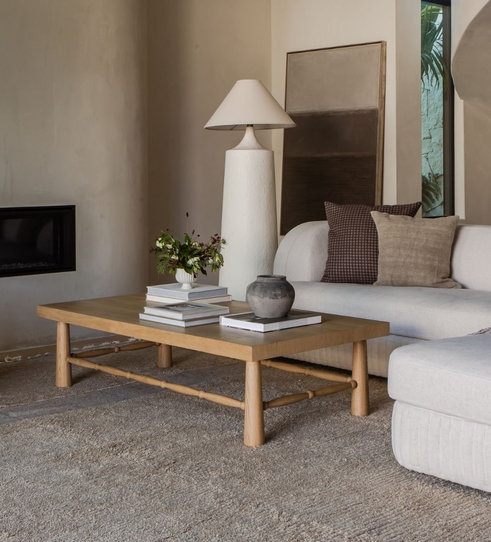 Hydrangea White Oak Spindle Coffee Table - Simplicity and sculptural beauty come together in the Hydrangea Coffee Table, designed to anchor your -…