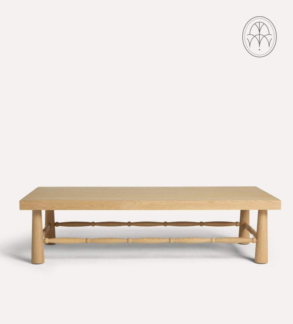 Hydrangea White Oak Spindle Coffee Table - Simplicity and sculptural beauty come together in the Hydrangea Coffee Table, designed to anchor your -…