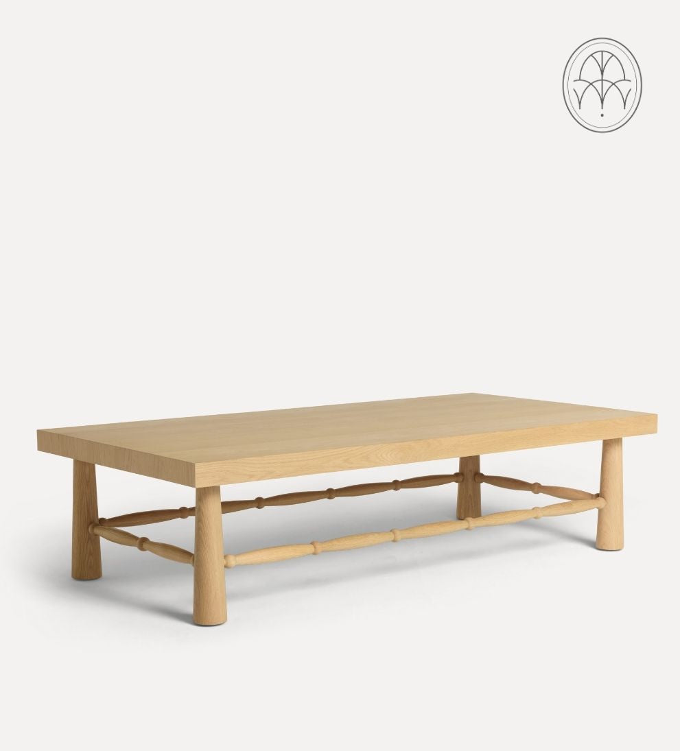 Hydrangea White Oak Spindle Coffee Table - Simplicity and sculptural beauty come together in the Hydrangea Coffee Table, designed to anchor your -…