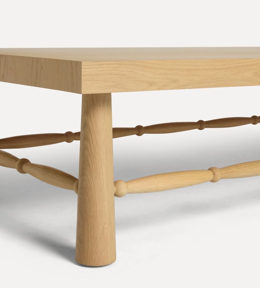 Hydrangea White Oak Spindle Coffee Table - Simplicity and sculptural beauty come together in the Hydrangea Coffee Table, designed to anchor your -…