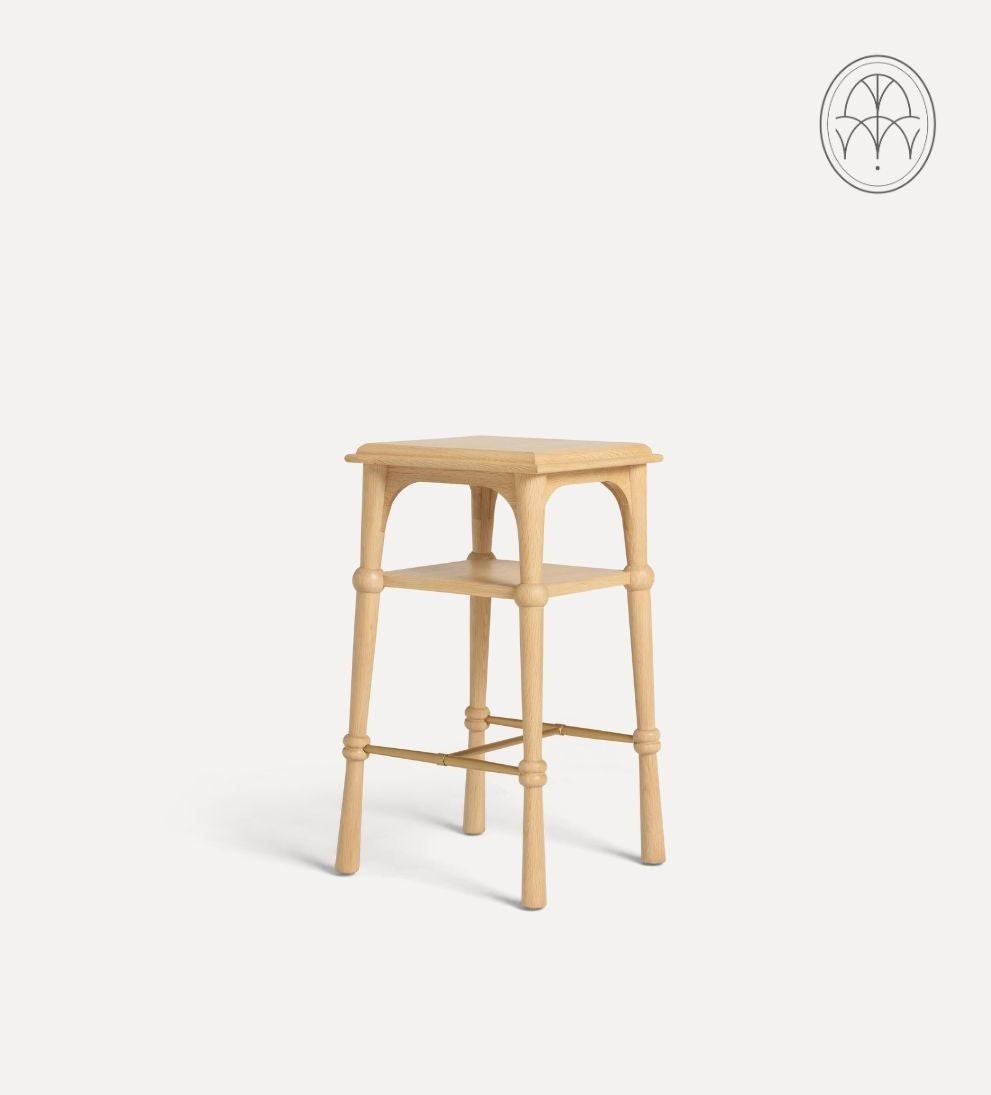 Peony White Oak Shelf Side Table - Dimensions: 15 L x 15 W x 26 H | Distance Between Legs: 12.13Petite, poised, and quietly confident, the Peony Side