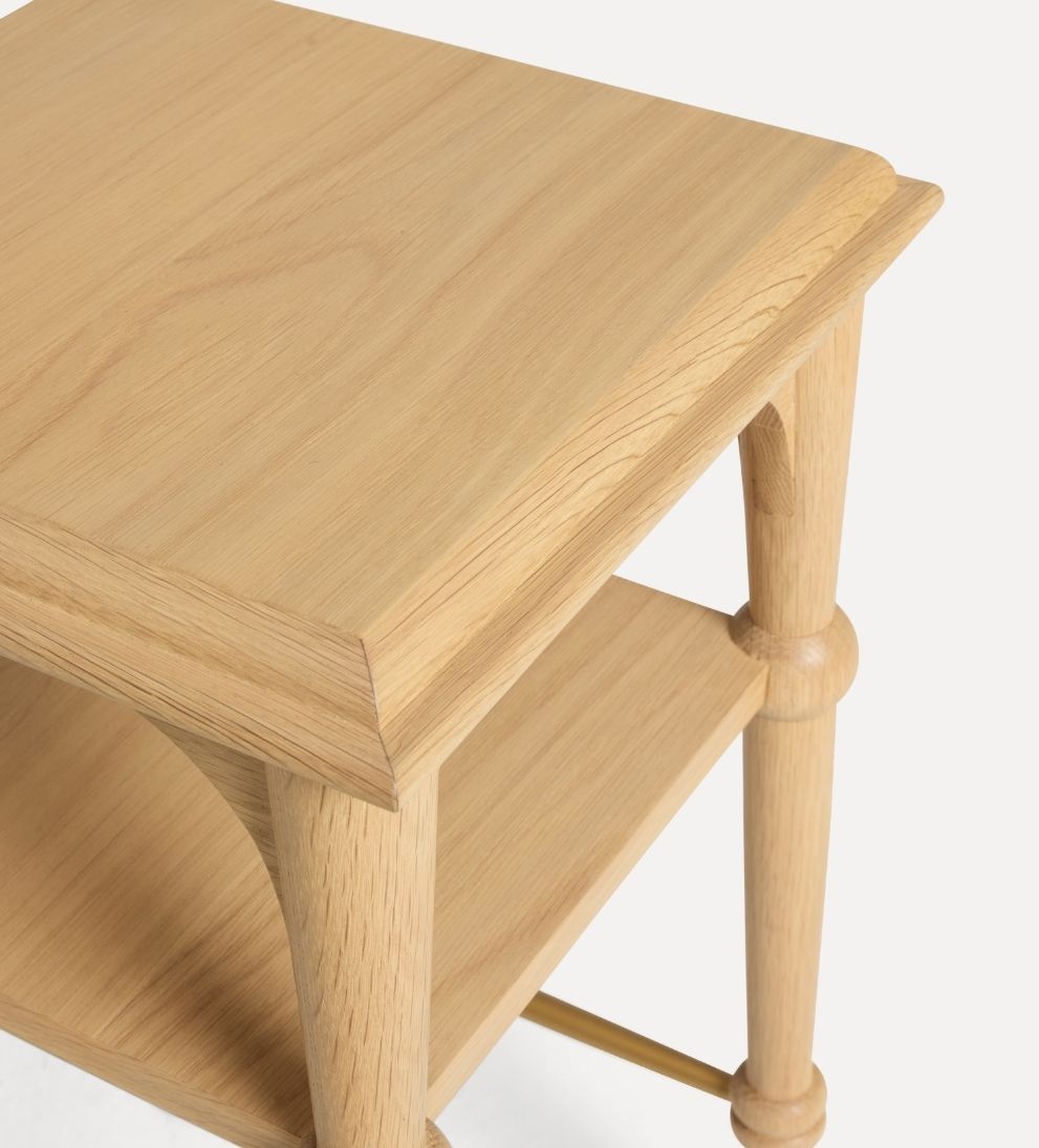 Peony White Oak Shelf Side Table - Dimensions: 15 L x 15 W x 26 H | Distance Between Legs: 12.13Petite, poised, and quietly confident, the Peony Side